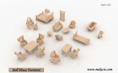 Laser Cut Doll House Furniture Set Laser CNC