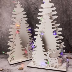 Laser Cut Christmas Tree 3D Wood Xmas Lighting Tree Free Vector