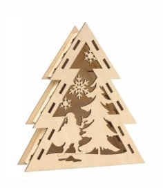 Laser Cut Santa Claus Christmas Tree Box Free Vector