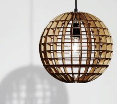 Laser Cut Ball Wooden Pendant Light Lamp Free Vector