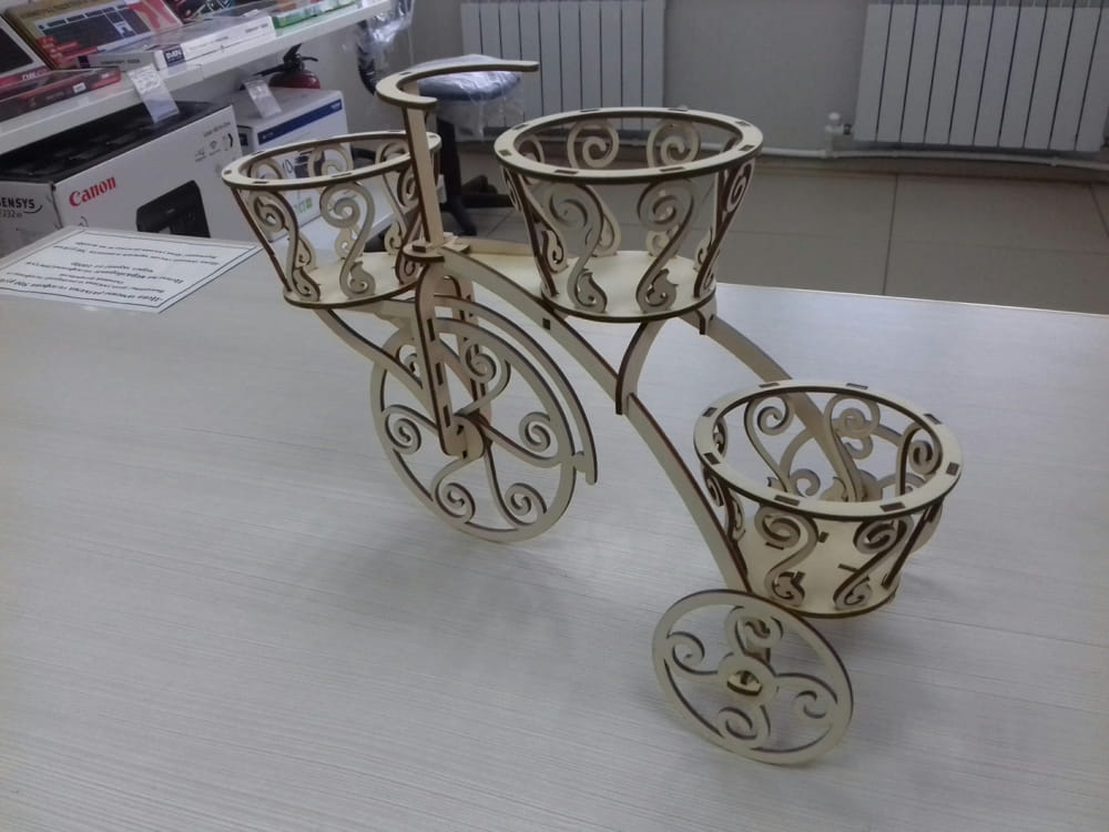 Laser Cut Tricycle Flower Stand DXF File