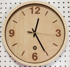 Laserowo wycinany drewniany prosty zegar ścienny