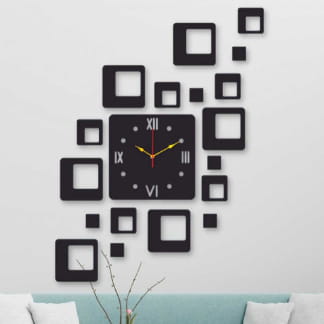 Laser Cut Squares Modern Wall Clock Free Vector