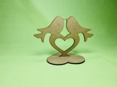 Laser Cut Love Birds On Heart Stand Free Vector