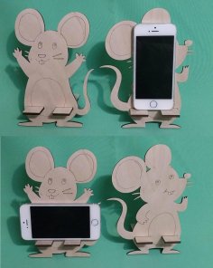 Plantilla creativa de corte por láser para soporte de teléfono móvil de ratón