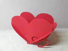 Цветочная корзина в форме двойного сердца с лазерной резкой