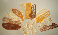 Laser Cut Wooden Bookmarks Feathers Free Vector