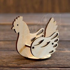 Laser Cut Wooden Chicken Stand For Easter Egg 4mm Free Vector
