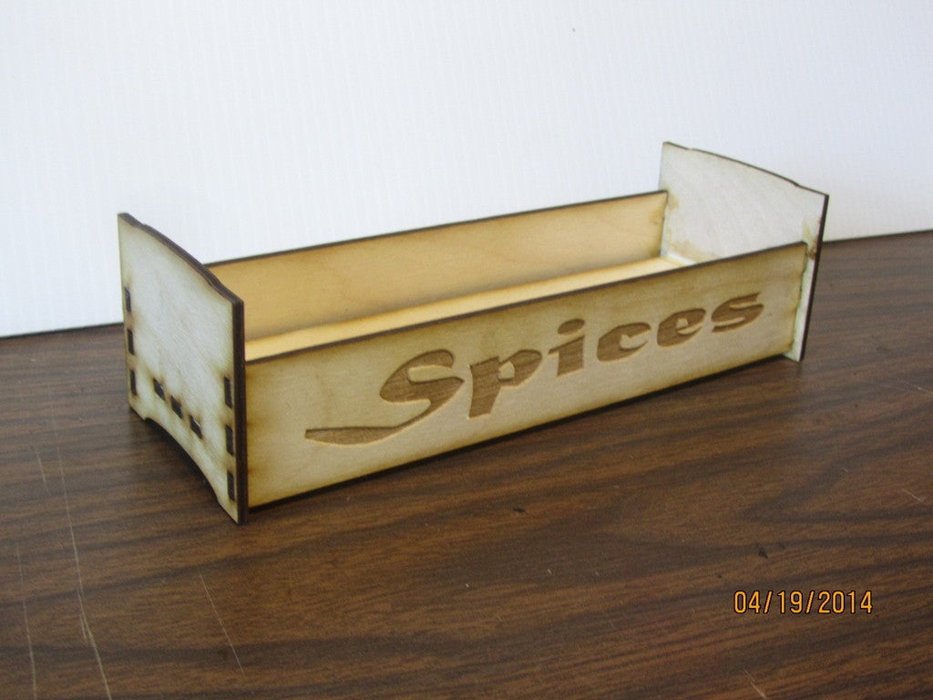 Laser Cut Spice Rack Tray With Engraving 1/8 Birch Plywood Free Vector