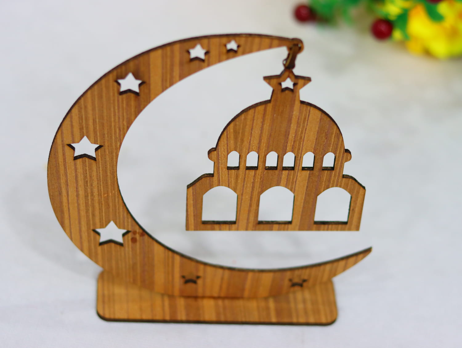 Laser Cut Crescent With Mosque Islamic Decorative Stand Free Vector