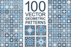 100 Geometric Patterns Vector Set Free Vector