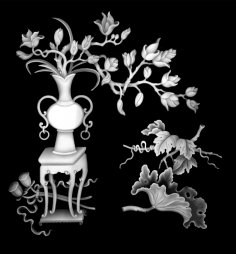 Immagine in scala di grigi di fiori di vaso