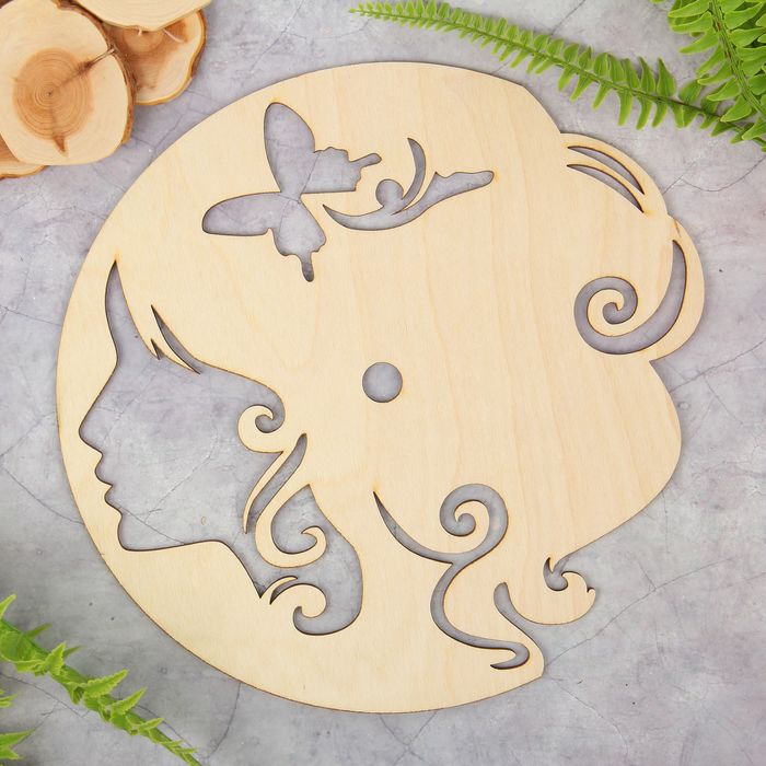Laser Cut Butterfly Girl Plywood Wall Clock Free Vector