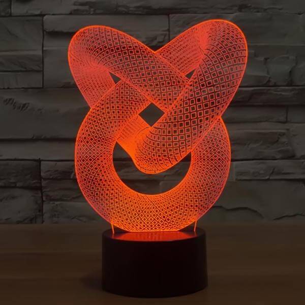 레이저 컷 사랑 매듭 3D 환상 램프