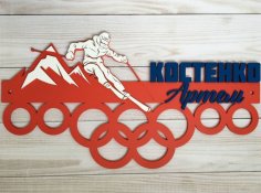 Exhibición de medallas de esquí cortadas con láser
