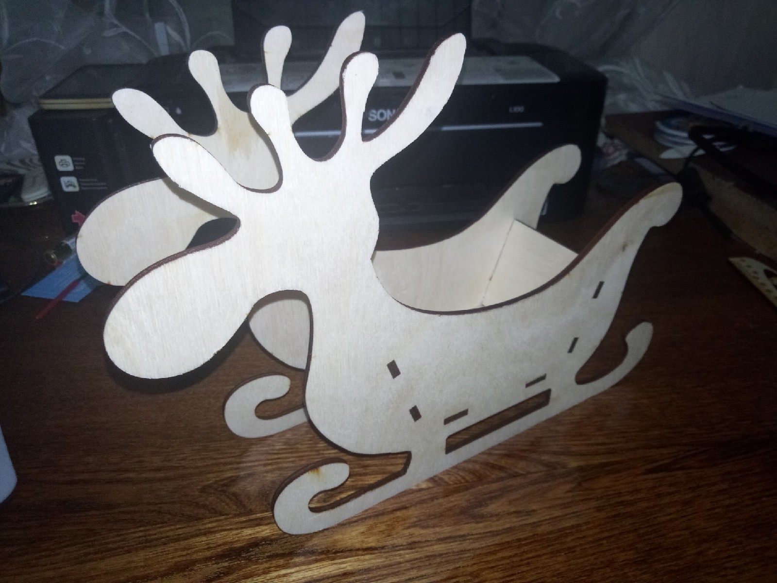 Laser Cut Deer Candy Dish Sleigh Candy Bowl Christmas Table Decoration Free Vector