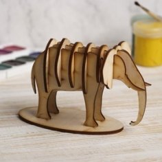 Modelo 3D de elefante cortado con láser de 3 mm