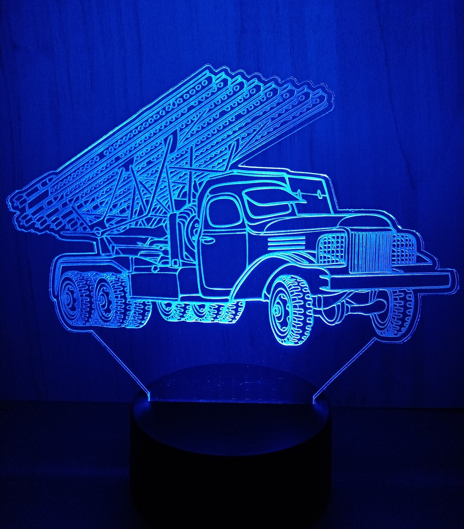 Lampe à LED en acrylique découpée au laser lance-roquettes à plusieurs barils