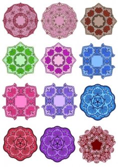 Color Floral Mandala Set Free Vector