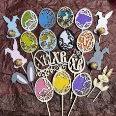 Laser Cut Easter Cake Decorations Bunny Cake Toppers Egg Toppers Free Vector