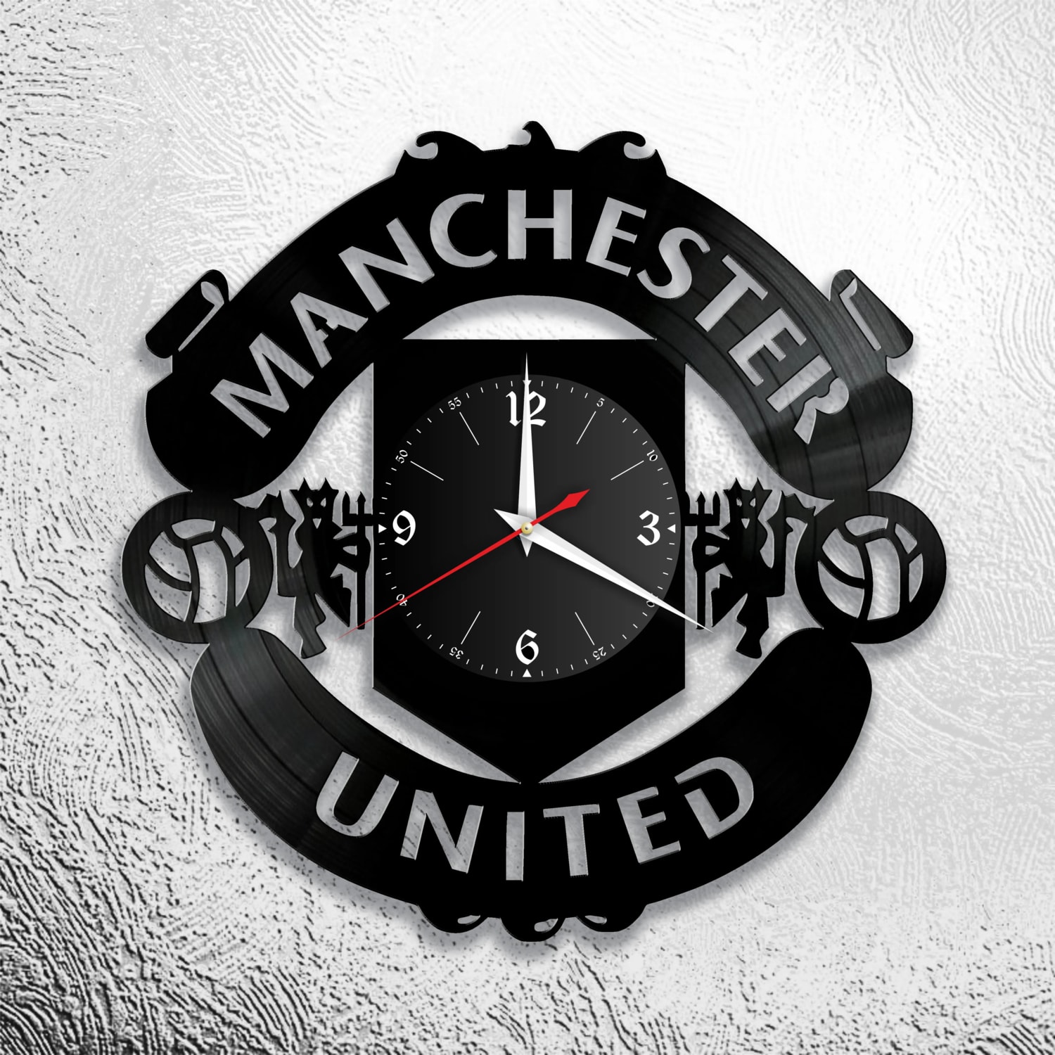 Laser Cut Manchester United Vinyl Wall Clock DXF File Free Download ...