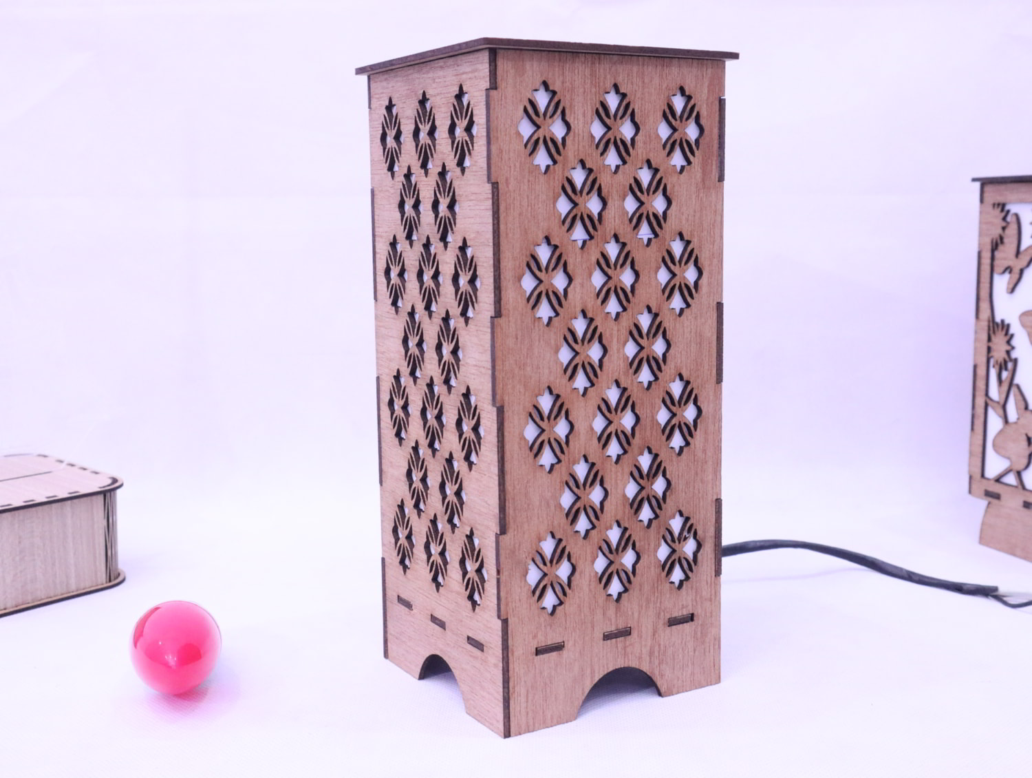 Laser Cut Decorative Wooden Night Lamp 3mm Free Vector