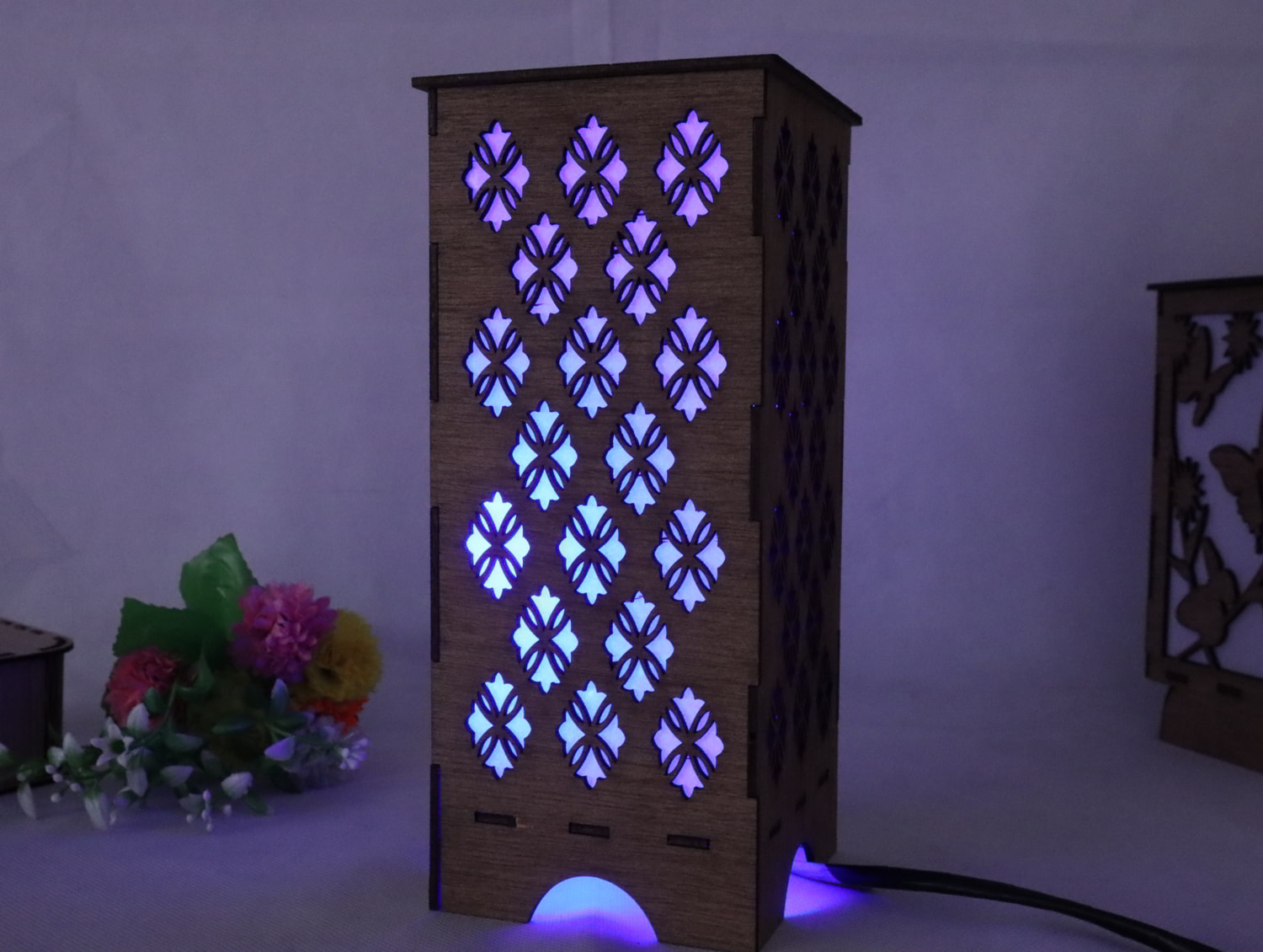 Laser Cut Decorative Wooden Night Lamp 3mm Free Vector