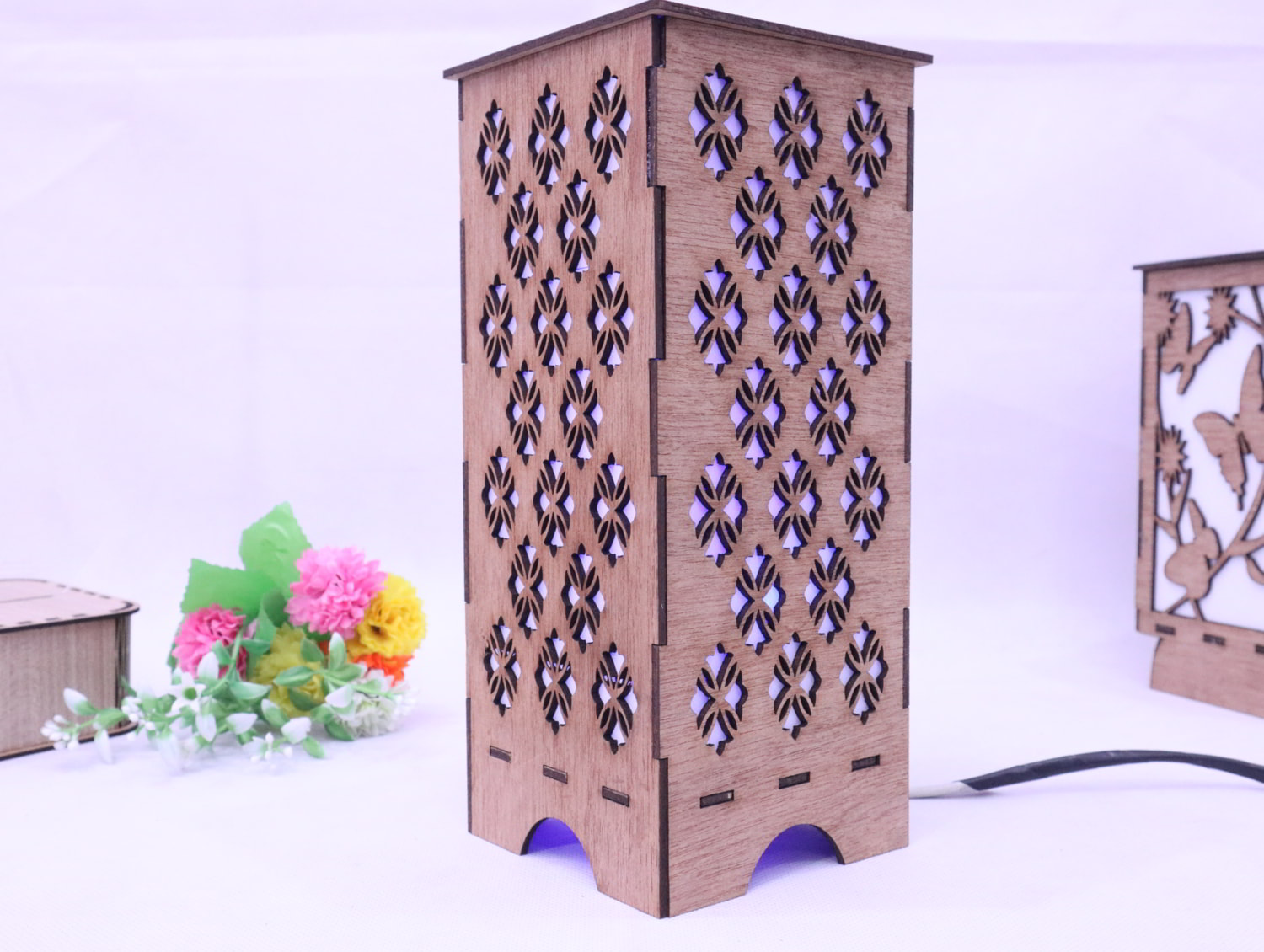 Laser Cut Decorative Wooden Night Lamp 3mm Free Vector