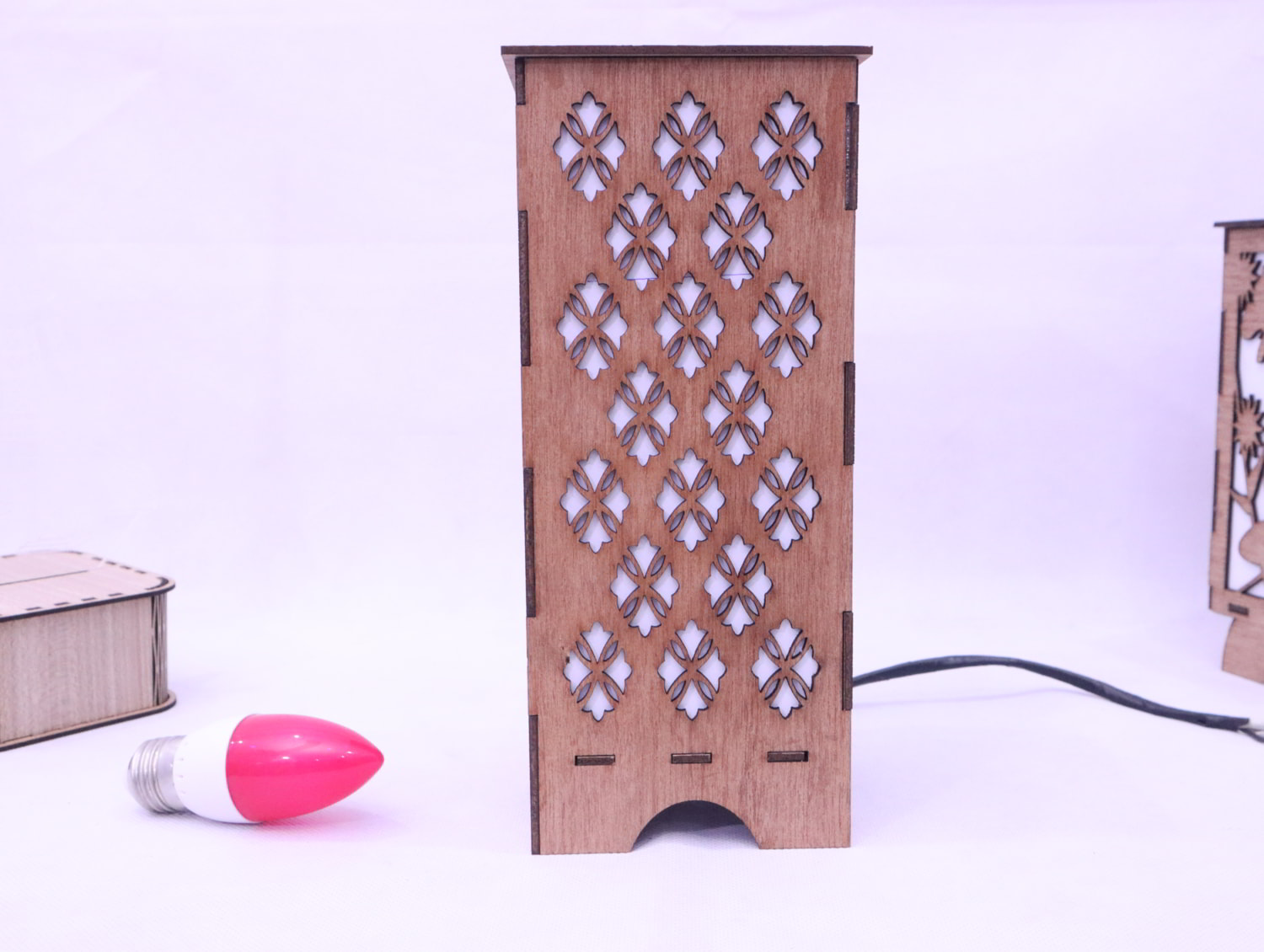 Laser Cut Decorative Wooden Night Lamp 3mm Free Vector