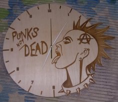 Laserowo wycinany zegar ścienny Punk's Not Dead