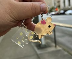 Laser Cut Mouse And Cheese Earrings SVG File