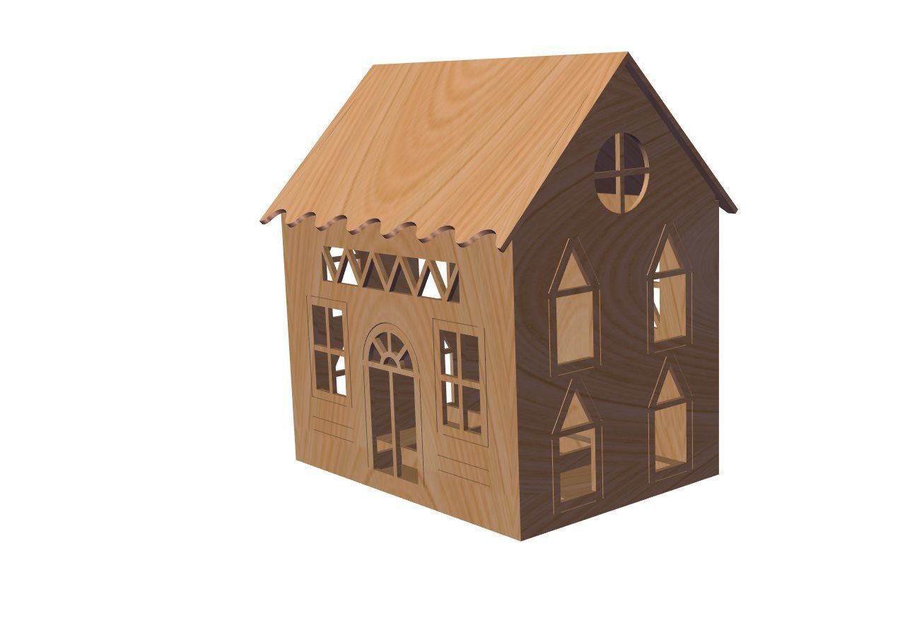 Laser Cut House 3D Model DXF File