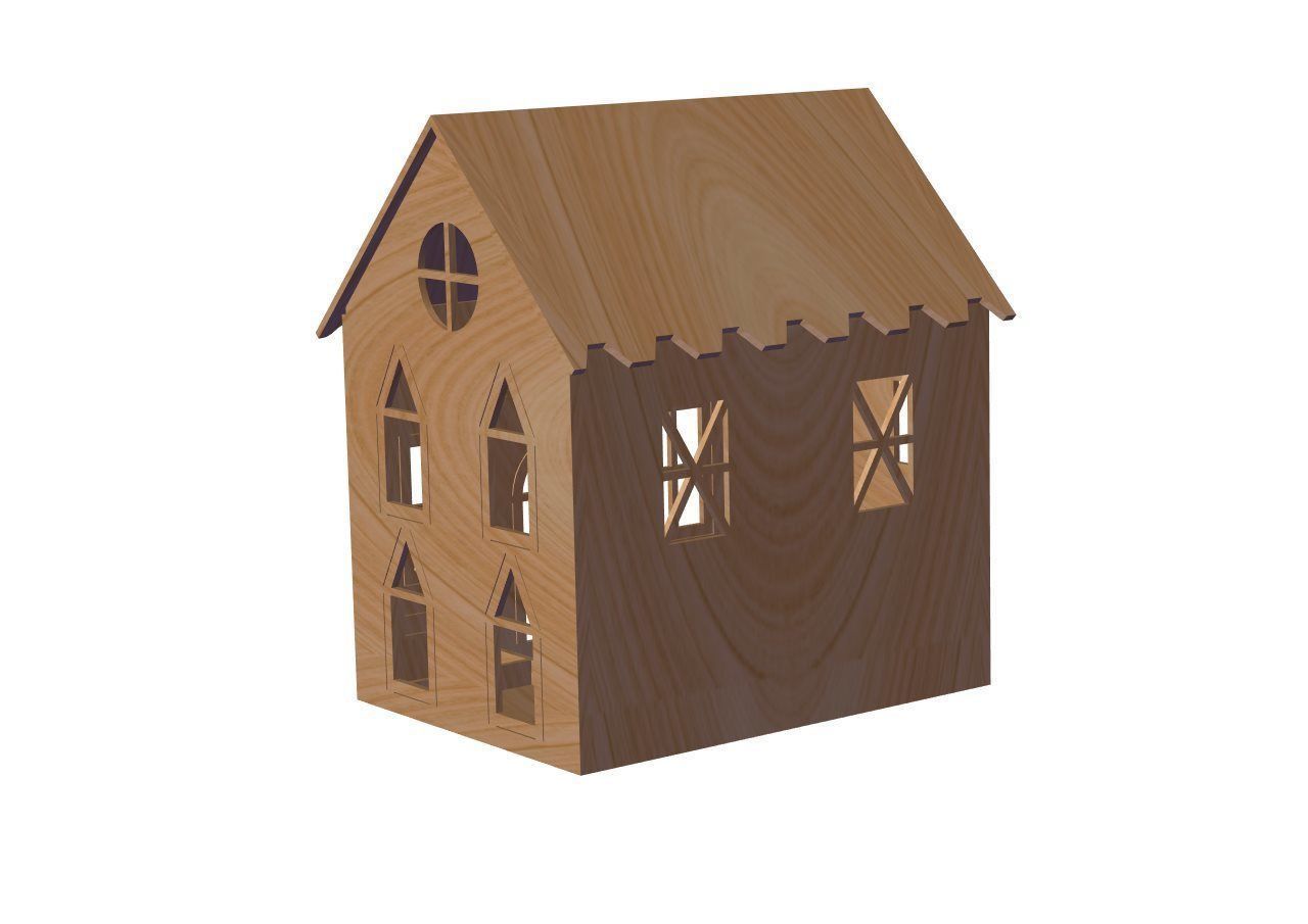 Laser Cut House 3D Model DXF File