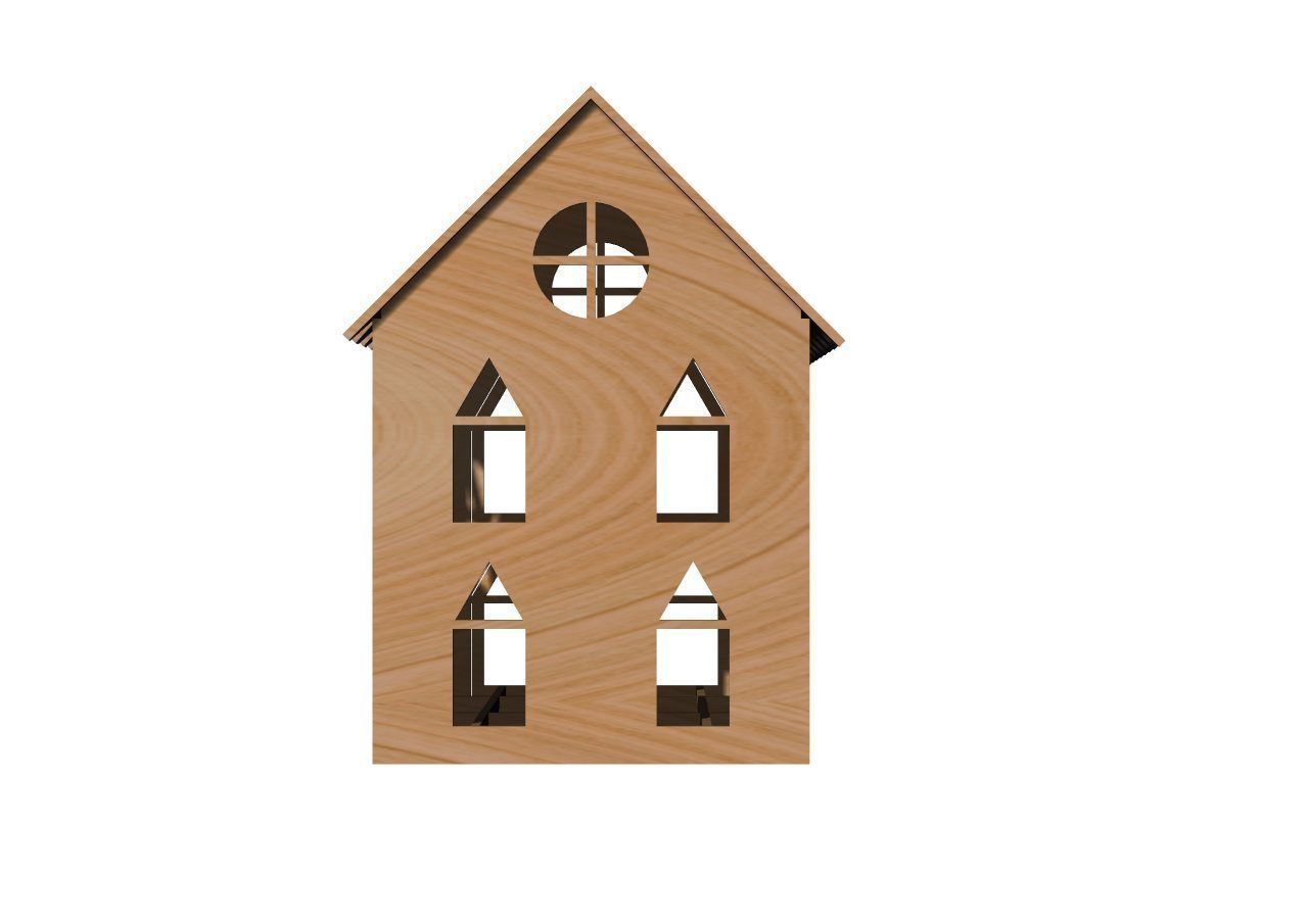 Laser Cut House 3D Model DXF File