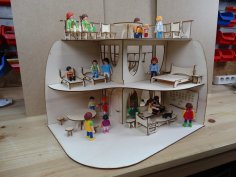 Casa de bonecas de madeira moderna com corte a laser 3mm brinquedos para crianças