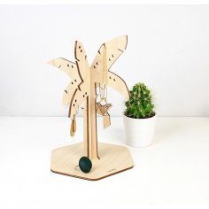 Laser Cut Palm Tree Jewellery Stand Free Vector