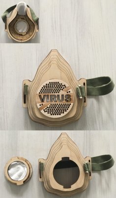 Laser Cut Wooden Face Mask With Replaceable Filter Free Vector