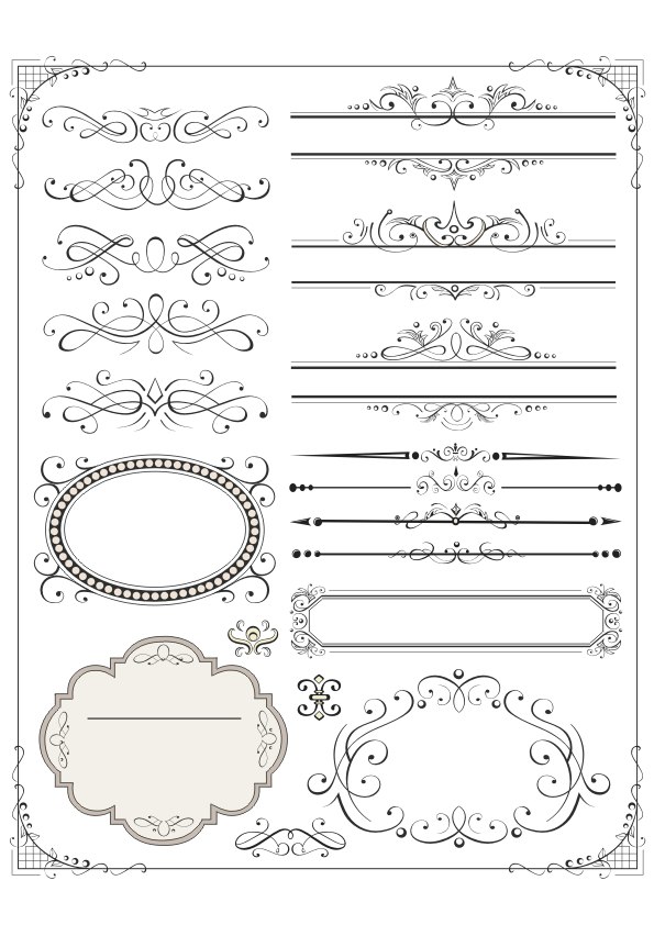 Conjunto vectorial de elementos de decoración de página