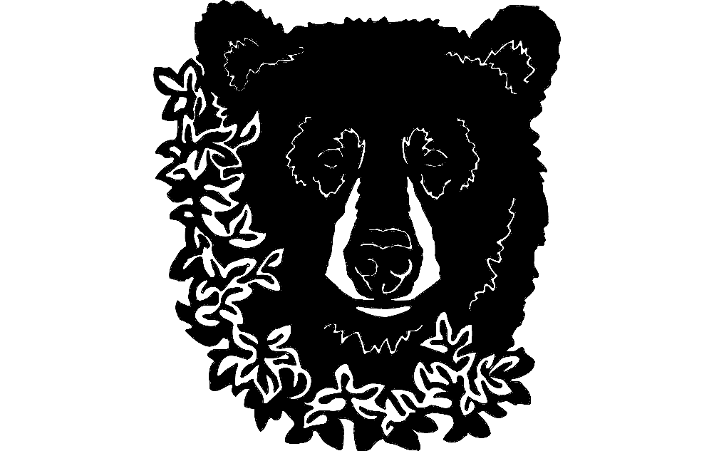 Медведь цветок dxf файл