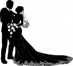 Bride And Groom Vector Art Free Vector