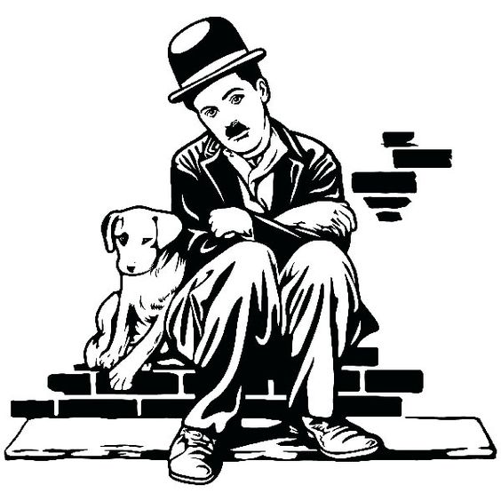 Charlie Chaplin Charlot Köpek hayatı Etiket dxf Dosyası