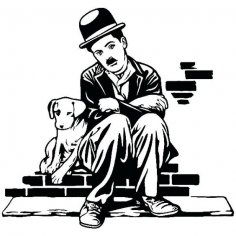 Charlie Chaplin Charlot Dog life Naklejka Plik DXF