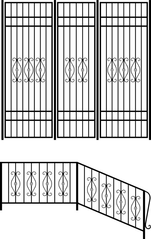 Arte vetorial de design de trilhos de escada de ferro forjado