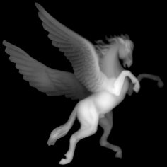 Pegasus rzeźbiona mapa reliefowa w skali szarości