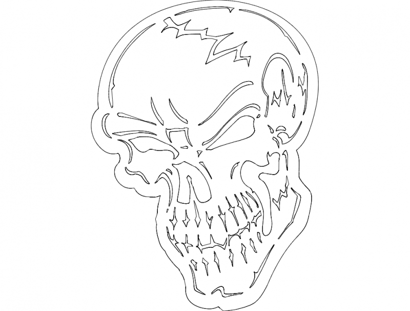 Badass Skull Fraser dxf File