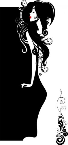 silhouette, femme, robe noire