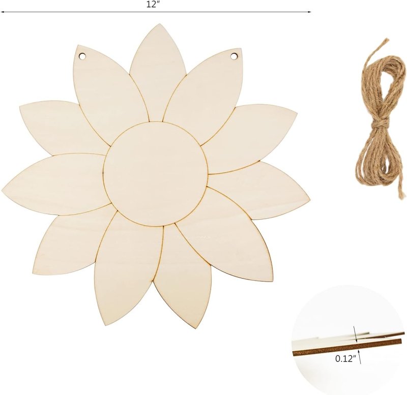 Laser Cut Wood Sunflower Cutout Sunflower Door Hanger