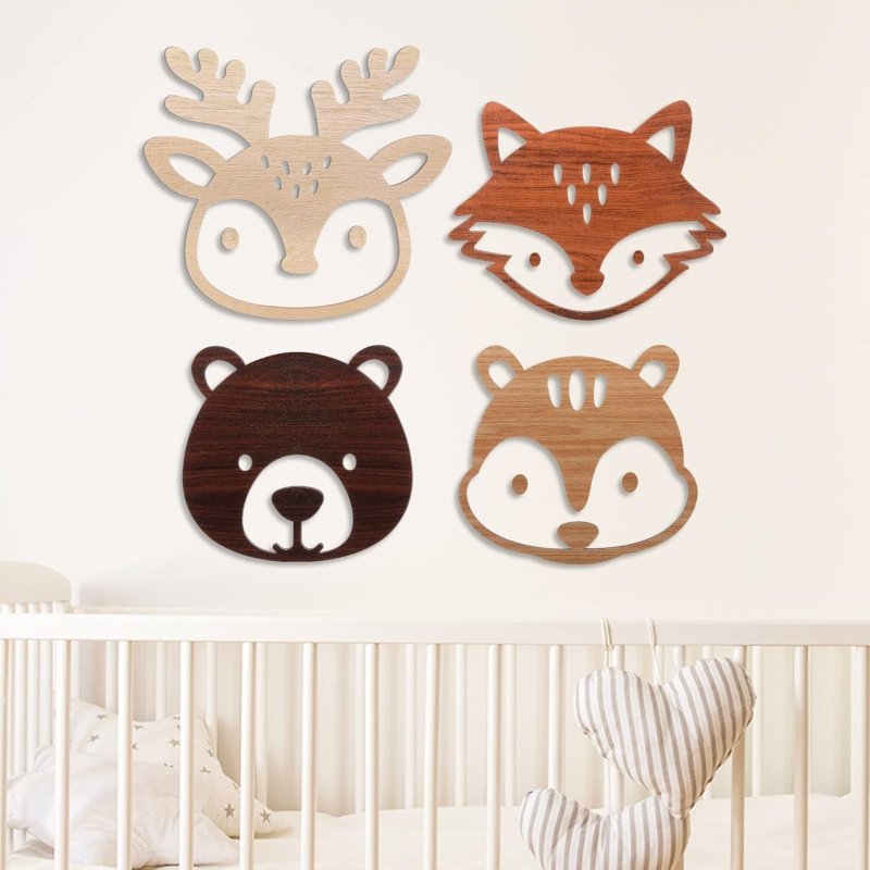 Laser Cut Wooden Forest Animals Wall Decoration