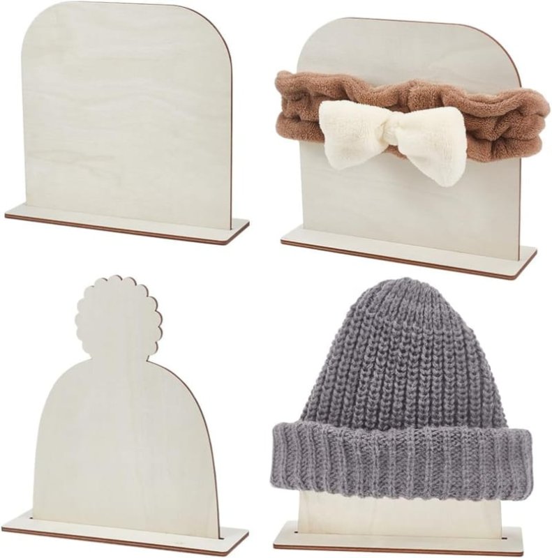 Laser Cut Hat Display Stands Hat Stand Racks Beanie Hat Storage Wooden Hair Tie Holder