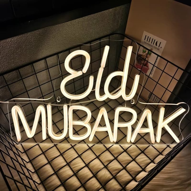 Laser Cut Eid Mubarak Neon LED Sign Ramadan Wall Decor